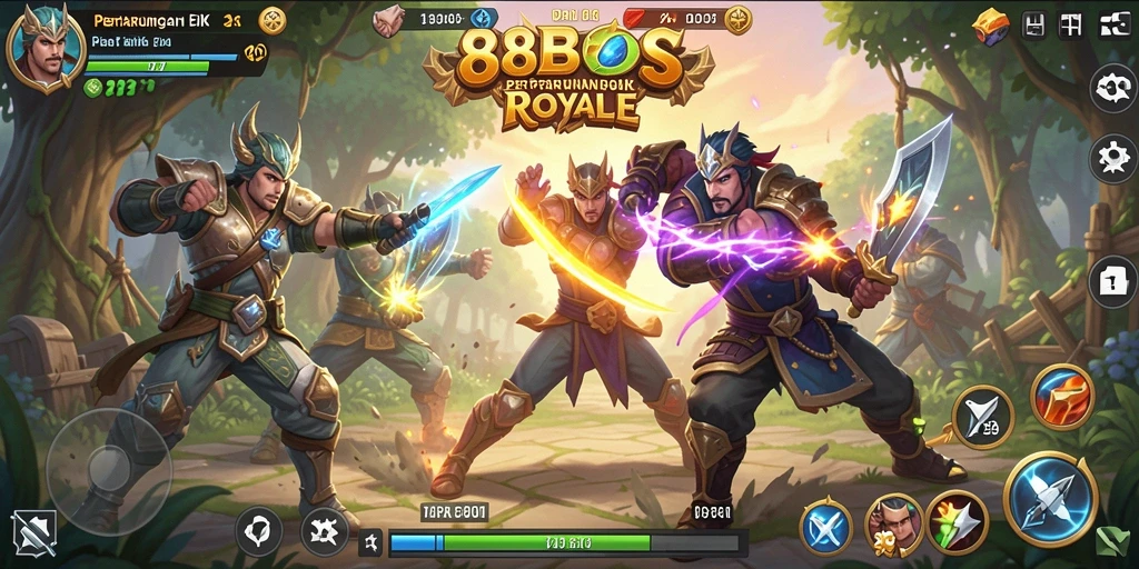 Screenshot gameplay 88BOS menampilkan aksi Battle Royale yang mendebarkan.