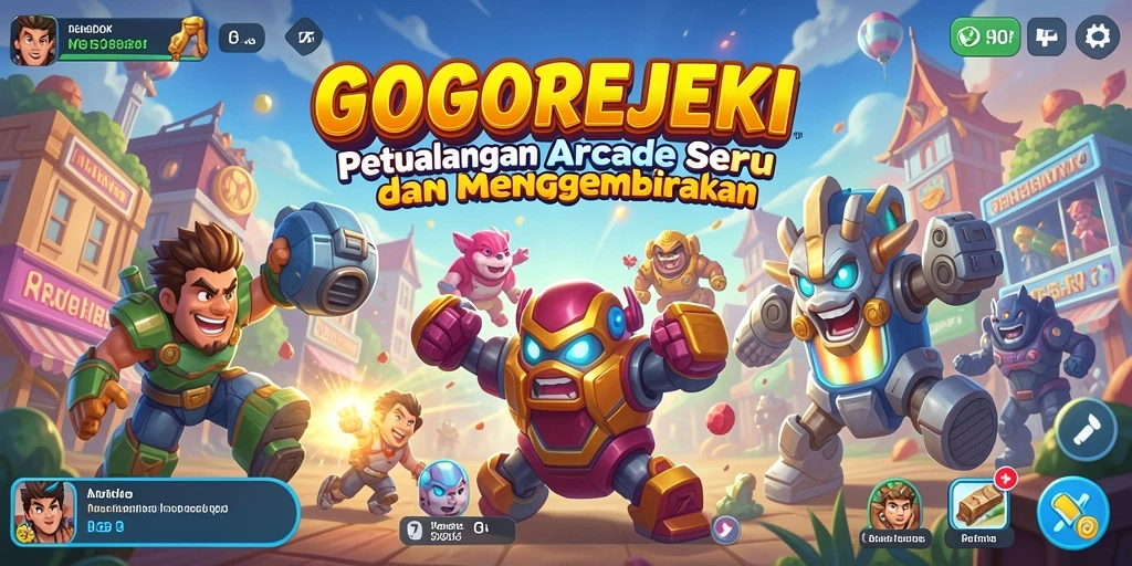 Screenshot gameplay GOGOREJEKI yang penuh aksi dan warna-warni.