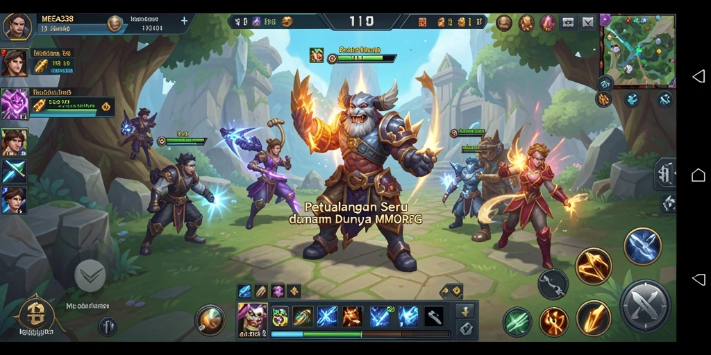 Tampilan utama gameplay MEGA338 yang menampilkan aksi seru dalam dunia MMORPG.