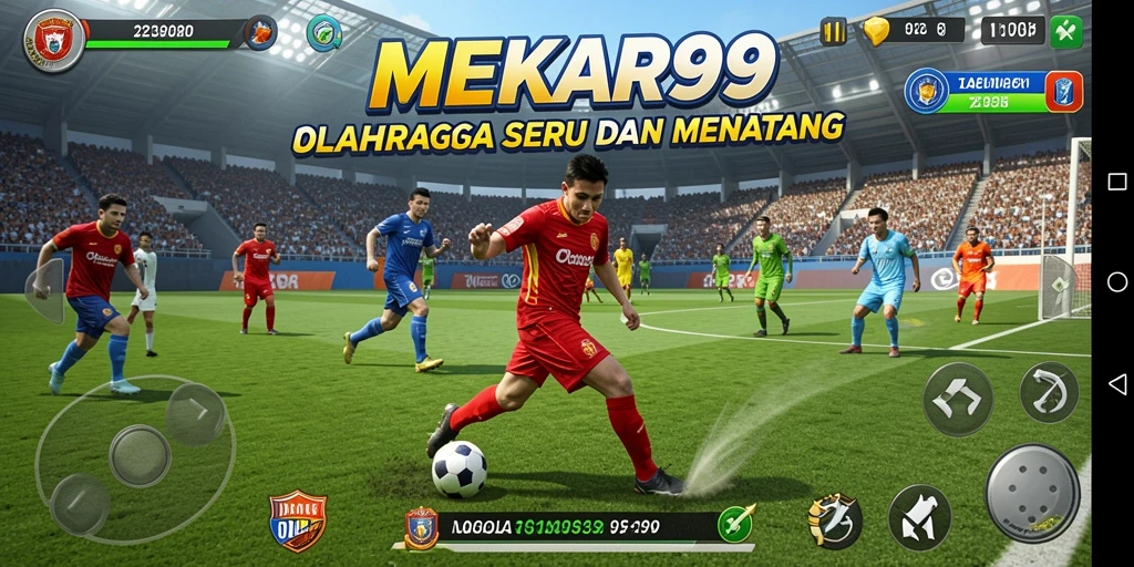 Tampilan gameplay seru dari MEKAR99 yang menampilkan aksi olahraga mendebarkan.