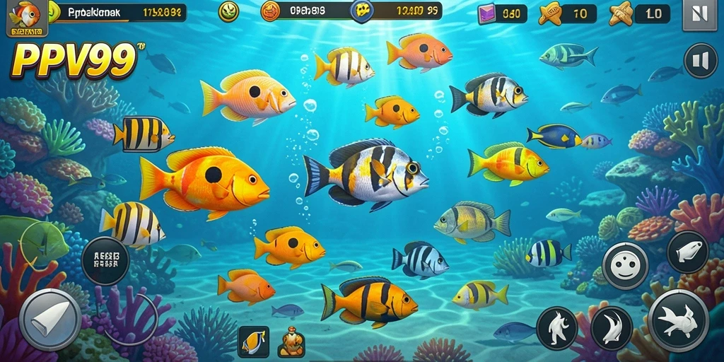 Tampilan screenshot PPV99 dengan gameplay seru Tembak Ikan.