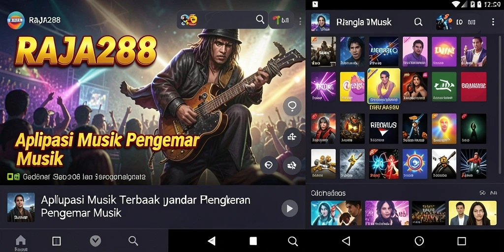 Tampilan gameplay interaktif aplikasi musik RAJA288.